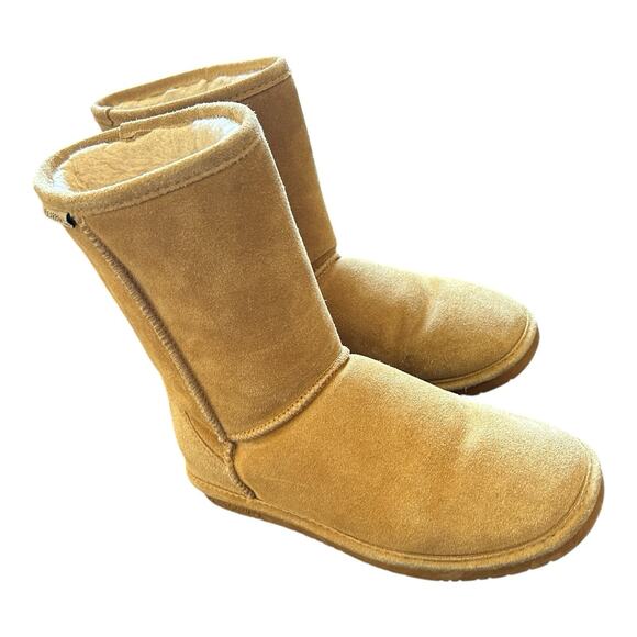 Bear Paw BearPaw Emma Short Women’s Boots Size 8 Tan Cow Suede Sheepskin Booties - Picture 1 of 9